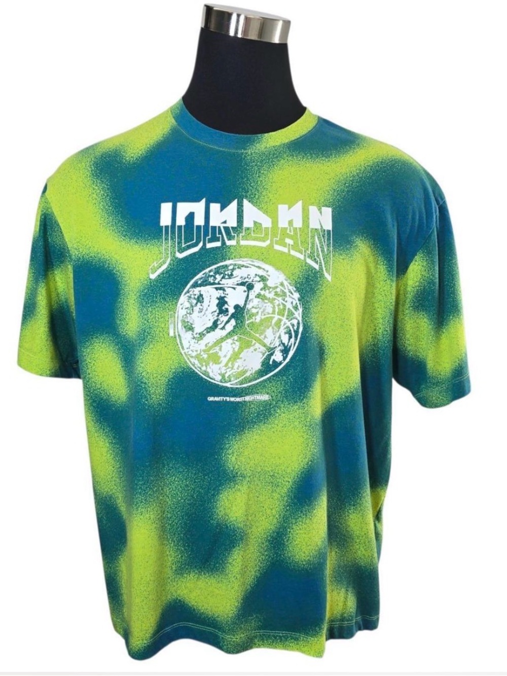Nike Air Jordan Tie Dye Globe Graphic T-Shirt NWT Green Blue Teal Men’s Large